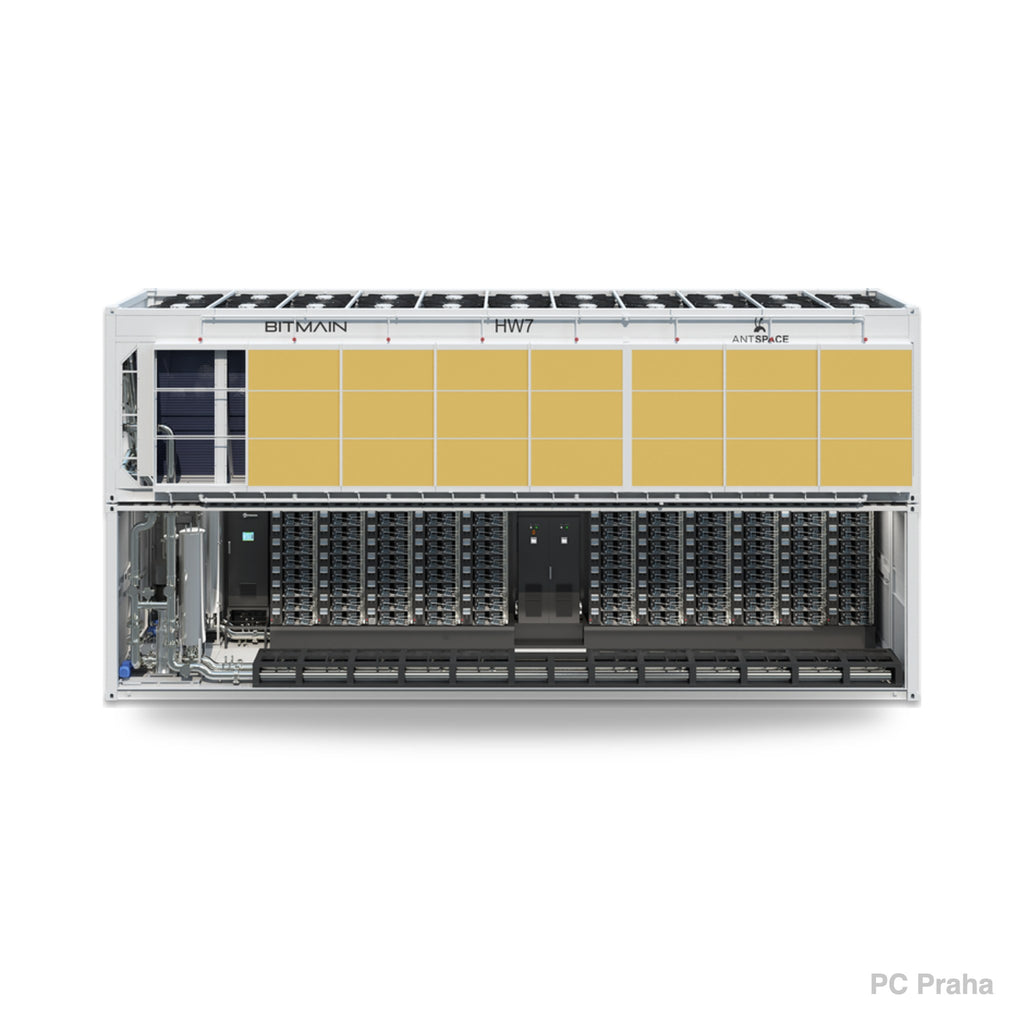 Bitmain ANTSPACE HW7 – open container with miner racks