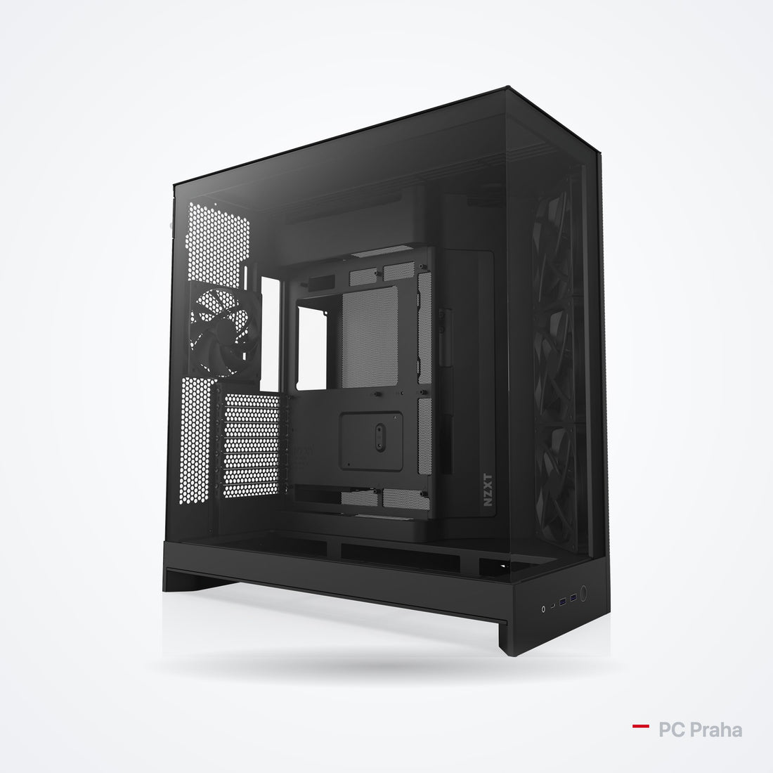 4K Gaming PC Ryzen 7 9850X3D + RTX 5080 16 GB – NZXT H9 Flow case (2025, black), official photo from the case manufacturer