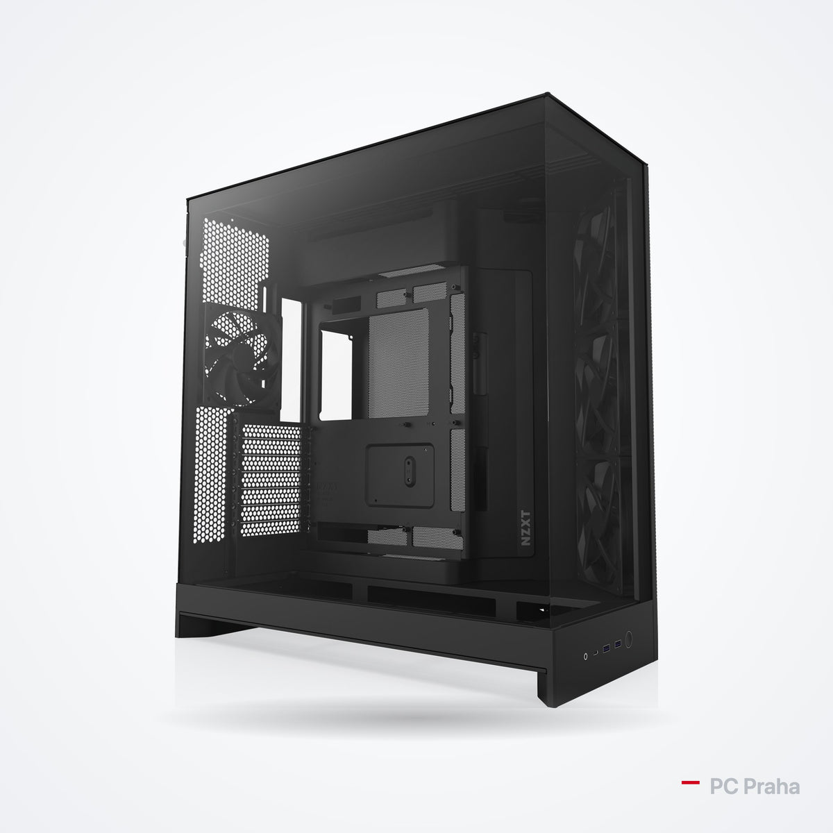4K-Gaming-PC Ryzen 7 9850X3D + RTX 5080 16 GB – Gehäuse NZXT H9 Flow (2025, schwarz), offizielles Foto des Gehäuseherstellers