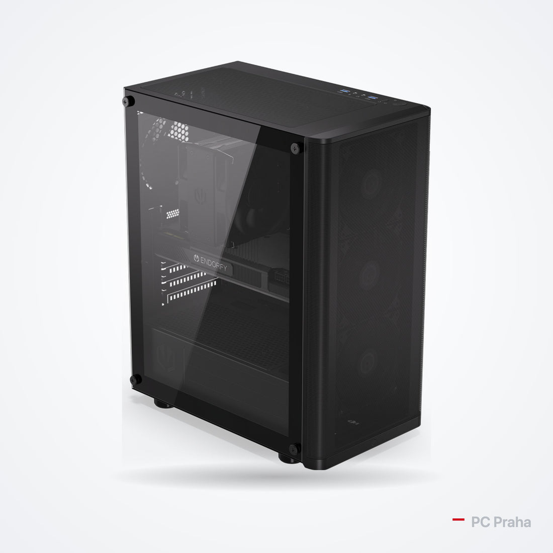 Gaming PC Ryzen 5 5500 + Arc B570 10 GB – Endorfy Ventum 200 Air case (black), official photo from the case manufacturer