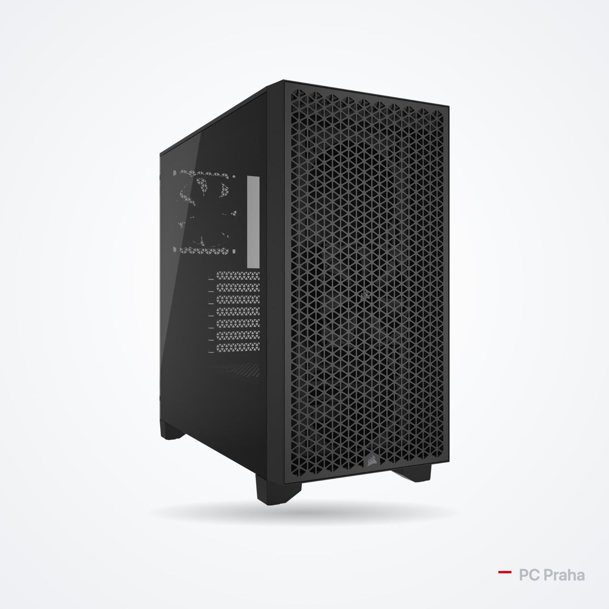 Gaming-PC Ryzen 5 9600X + RX 9060 XT 16 GB – Gehäuse Corsair 3000D AIRFLOW (schwarz), offizielles Foto des Gehäuseherstellers