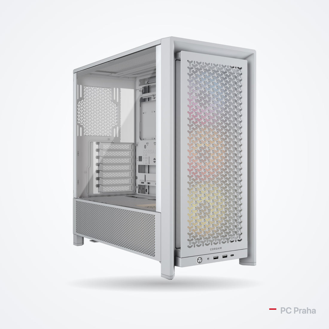 Gaming PC Ryzen 7 7800X3D + RX 9070 XT 16 GB – Corsair FRAME 4000D RS ARGB case (white), official photo from the case manufacturer
