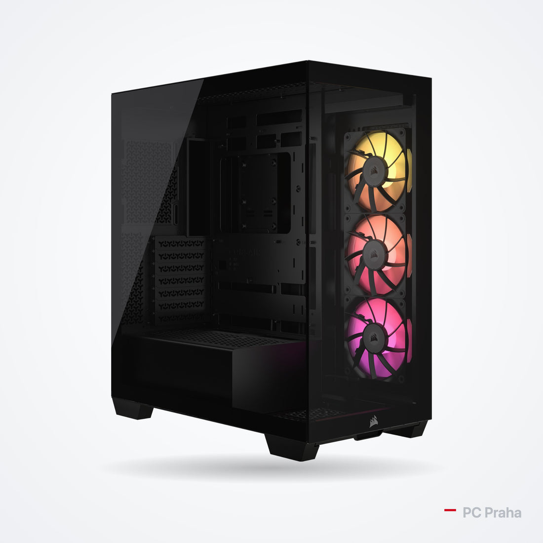 Gaming PC Ryzen 7 9800X3D + RTX 5070 Ti 16 GB – Corsair iCUE LINK 3500X RGB case (black), official photo from the case manufacturer