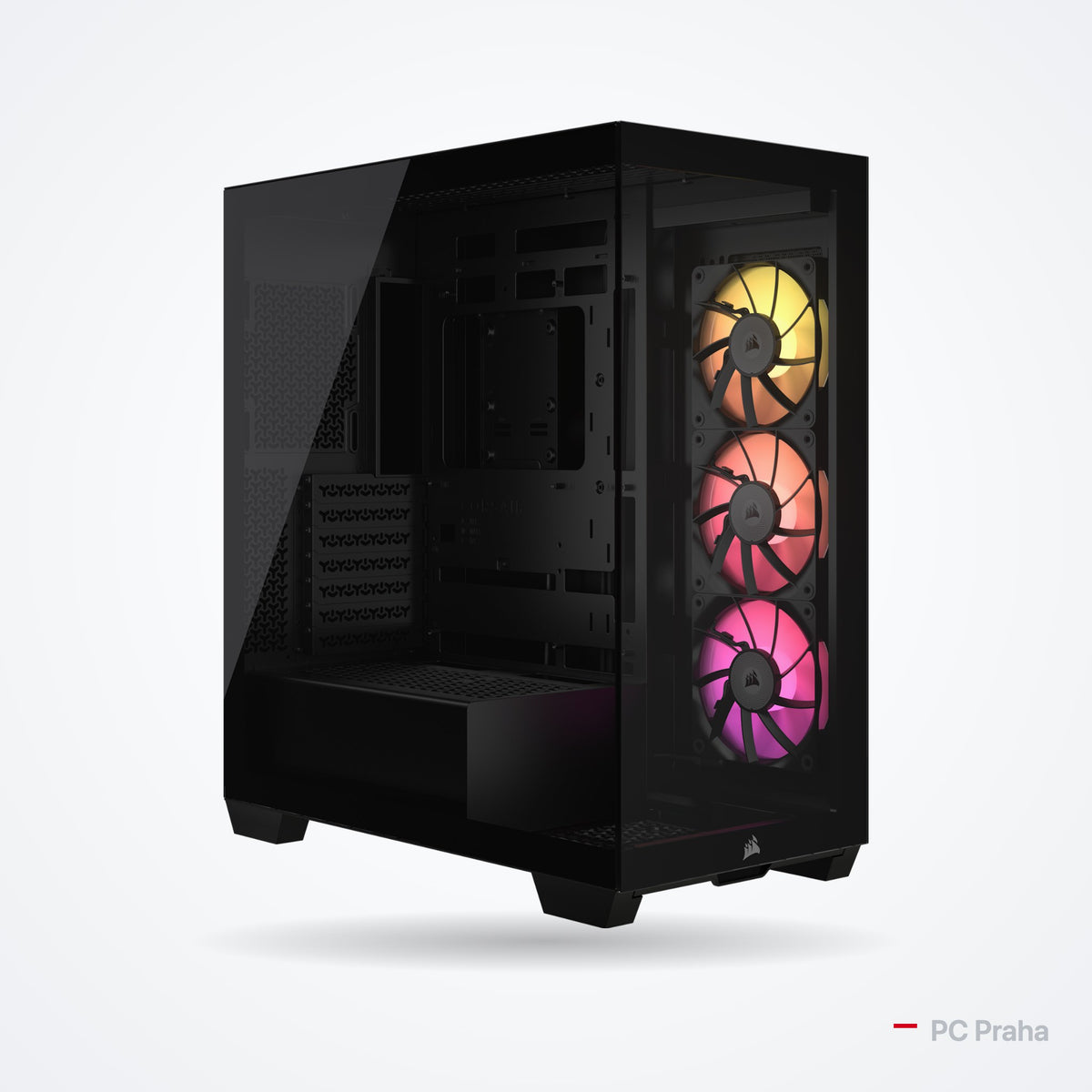 Gaming-PC Ryzen 7 9800X3D + RTX 5070 Ti 16 GB – Gehäuse Corsair iCUE LINK 3500X RGB (schwarz), offizielles Foto des Gehäuseherstellers