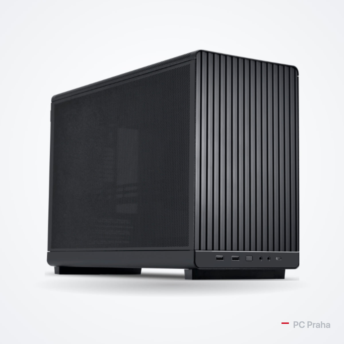 Kompakter Gaming-PC Core i5-14400F + RX 9060 XT 16 GB – Gehäuse Lian Li A3-mATX (schwarz), offizielles Foto des Gehäuseherstellers