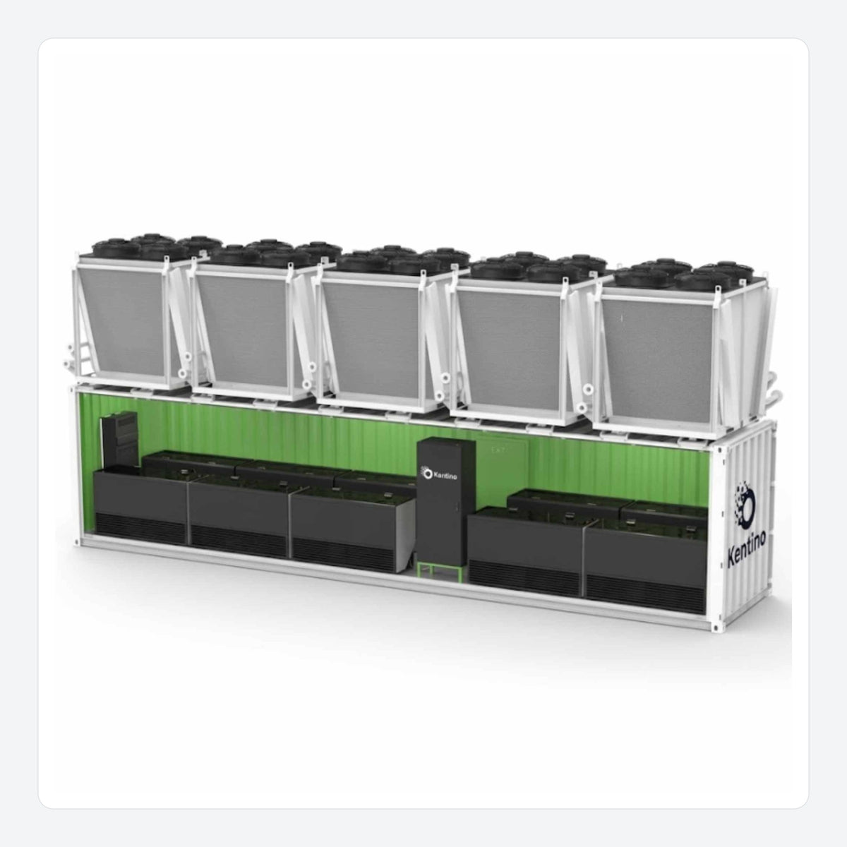 40 ft immersion mining container, 1 MW, with roof-mounted coolers