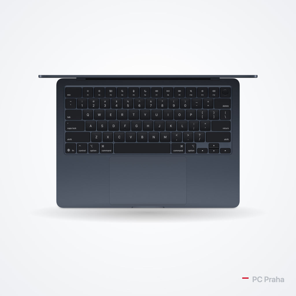 MacBook Air 13" polnočný – oficiálna fotografia Apple, pohľad zhora na klávesnicu