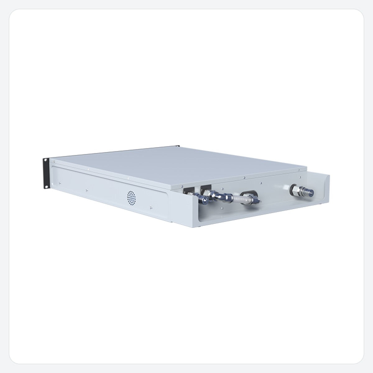 Bitdeer SealMiner DL1 Hydro – rack-mount hydro Scrypt miner, angled view