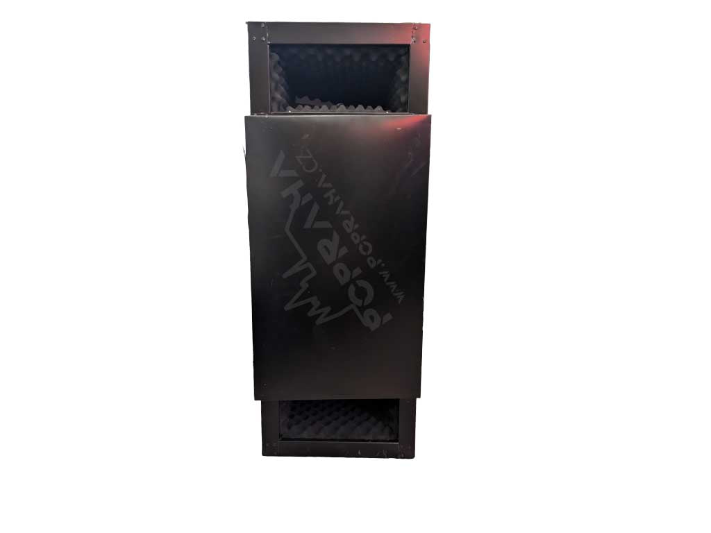 PC Praha 55 soundproof box in a garage