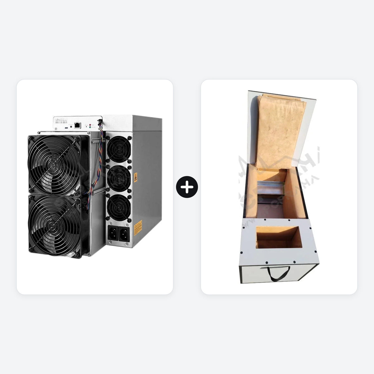Mining set – Antminer S21 Pro+ 245 TH/s + double PC Praha soundproof box