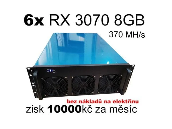 Mining rig 6x RTX 3070 8GB Nvidia - 370 MH/s - mining ETH