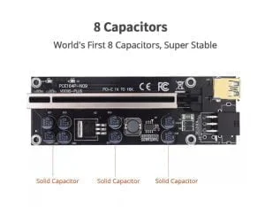PCIE-nousulaite VER009s Plus 8 Pci-e 1X - 16X USB3.0 x10KS