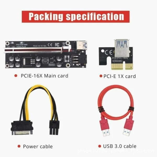 ver009s-plus-extension-riser-card-pci-e-riser-express-1x-16x-usb3-0-cable-mining VER009S Plus Extension Riser Card PCI-E Riser Express 1X 16X USB3.0 Cable Mining