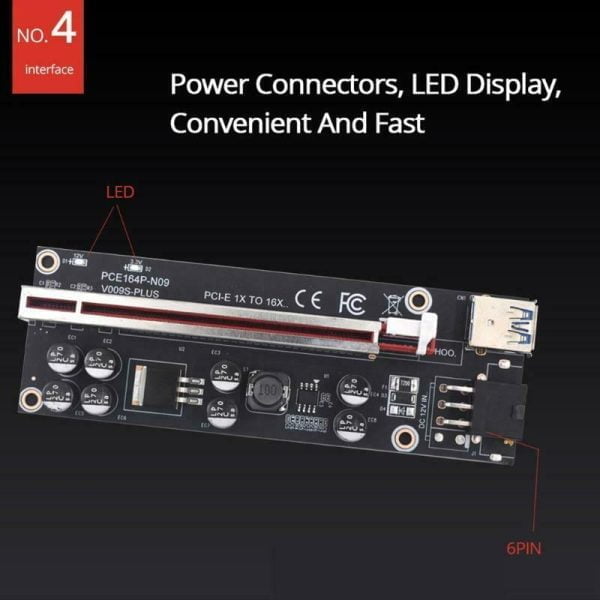 VER009S Plus Extension Riser Card PCI-E Riser Express 1X 16X USB3.0 Cable Mining