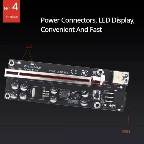 VER009S Plus Extension Riser Card PCI-E Riser Express 1X 16X USB3.0 Cable Mining