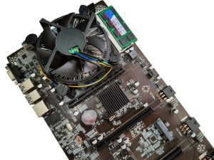 Gruvbräda ETH B85 V2.31 8x GPU 16x PCI-e + CPU med kylare + DDR 8GB