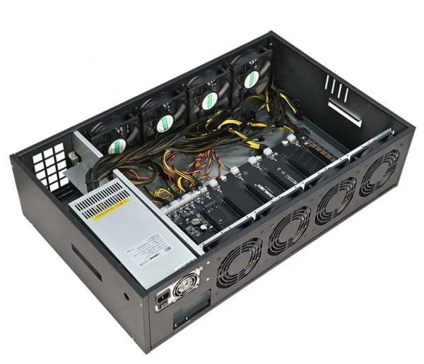 Mineboks til 8 GPU'er – 8 PCI-e 16x uden blæser