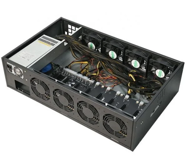Mineboks til 8 GPU'er – 8 PCI-e 16x uden blæser