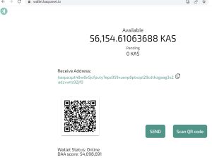 KASPA баланс и адрес на акаунта в портфейла